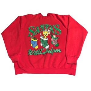 Vintage 1993 Looney Tunes Tweety Bird Santa’s Wittl’ Helper Helper Sweater